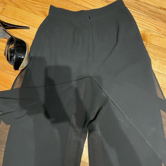 JBS Ltd Vintage Palazzos High Waist Sheer Split/Slit High Rise Waist Wide Flare - Picture 7 of 8